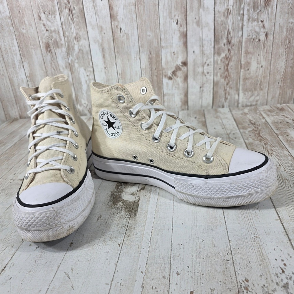Converse Chuck Taylor All Star Lift High Top Parchment Beige A08214F Womens 7.5 - Picture 7 of 8